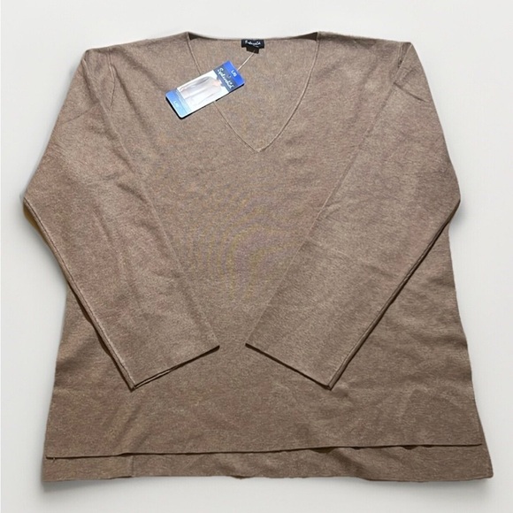 NWT Splendid Tan Camel V-Neck Soft Sweater sz L - Picture 1 of 6
